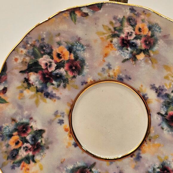 Vintage Bradford Editions Lena Liu "Joyful" Floral Teacup & Saucer Set - Picture 3 of 7
